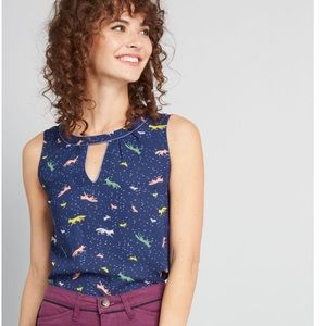ModCloth sleeveless blouse rabbit and fox
